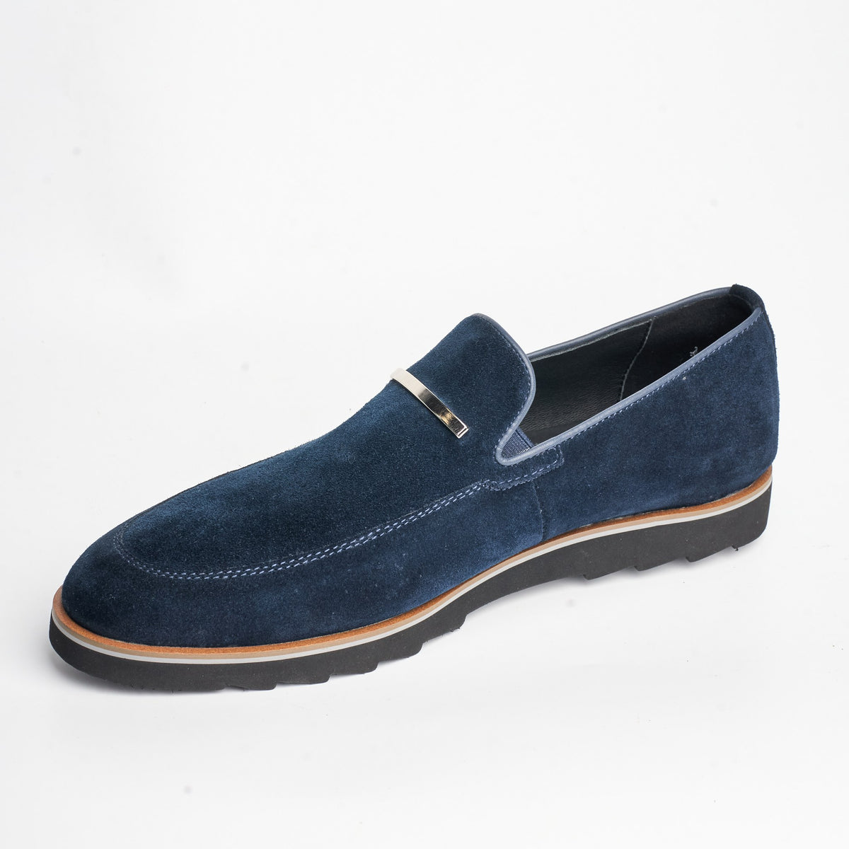 BB-122 Navy Suede - Suede Lug-Sole Bar Slip-On - Bruno Bunker