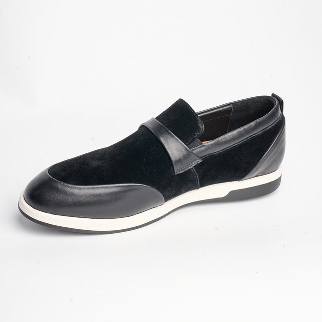 BB-123 Black - Suede & Leather Band Slip-On - Bruno Bunker