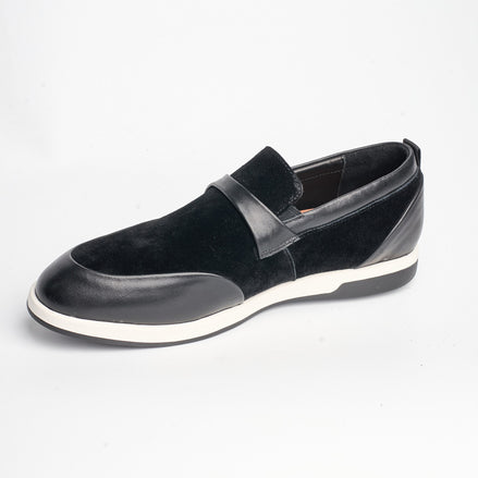 BB-123 Black - Suede & Leather Band Slip-On - Bruno Bunker