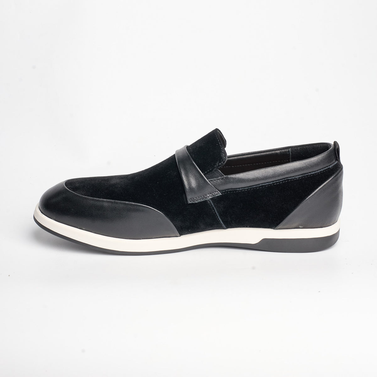 BB-123 Black - Suede & Leather Band Slip-On - Bruno Bunker