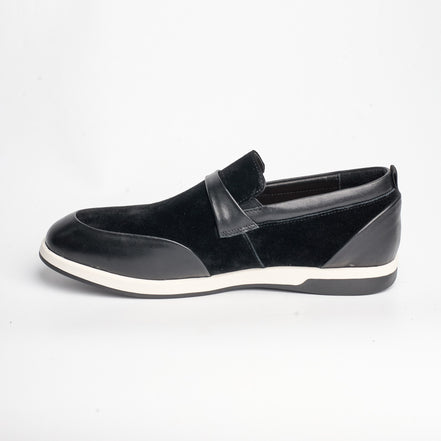 BB-123 Black - Suede & Leather Band Slip-On - Bruno Bunker
