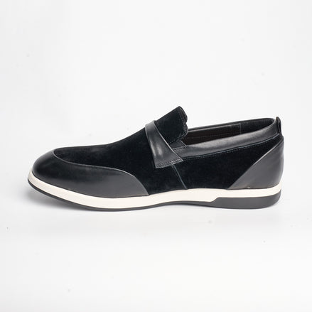 BB-123 Black - Suede & Leather Band Slip-On - Bruno Bunker