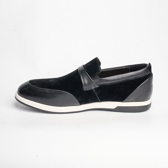 BB-123 Black - Suede & Leather Band Slip-On - Bruno Bunker