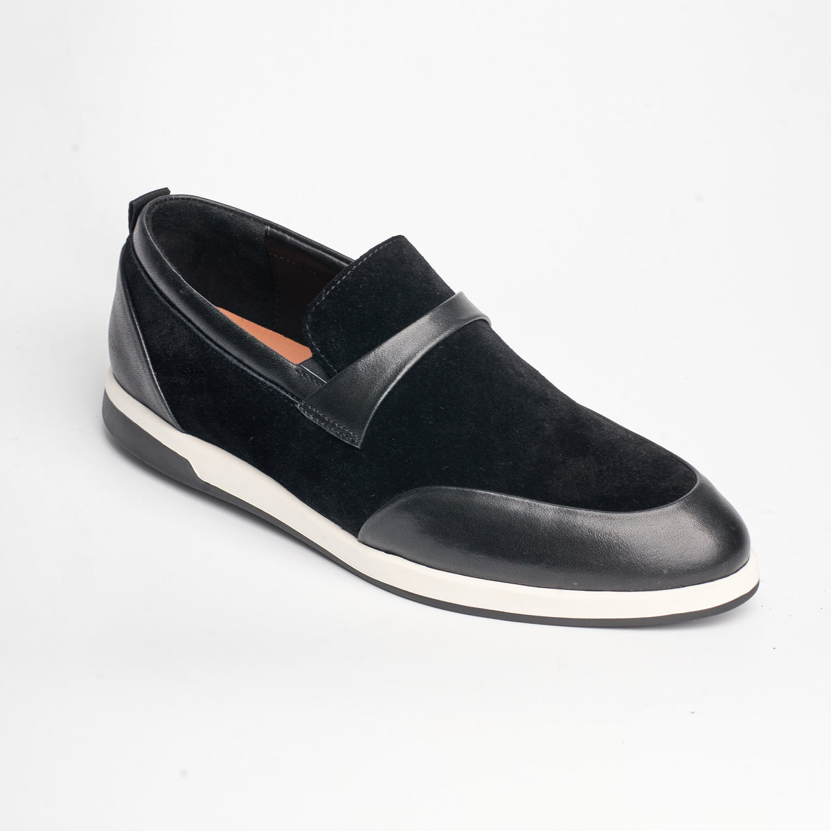 BB-123 Black - Suede & Leather Band Slip-On - Bruno Bunker