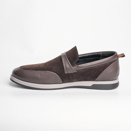 BB-123 Brown - Suede & Leather Band Slip-On - Bruno Bunker