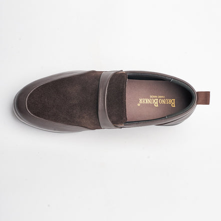 BB-123 Brown - Suede & Leather Band Slip-On - Bruno Bunker