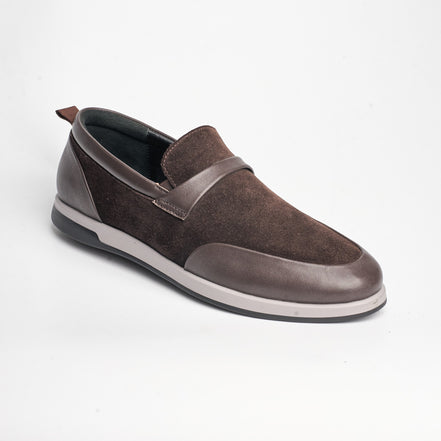 BB-123 Brown - Suede & Leather Band Slip-On - Bruno Bunker