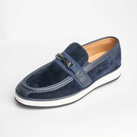 BB-125 Navy - Suede Bit Loafer - Bruno Bunker
