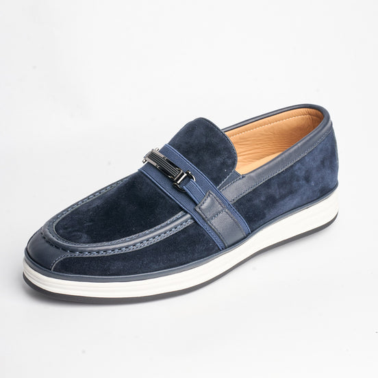 BB-125 Navy - Suede Bit Loafer - Bruno Bunker