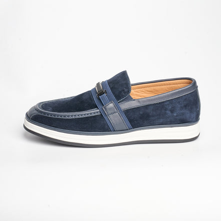 BB-125 Navy - Suede Bit Loafer - Bruno Bunker