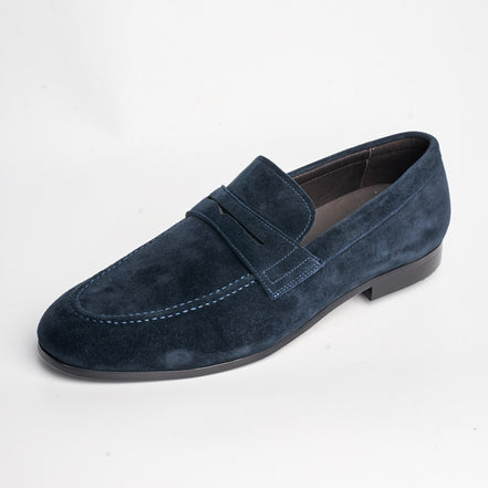 BB-126 Navy Suede - Soft Dress Penny Loafer - Bruno Bunker