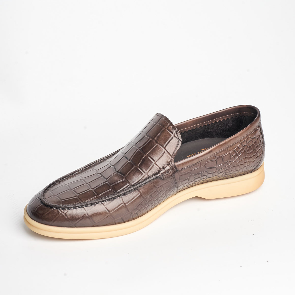 BB-127 Brown - Croc-Embossed Summer Slip-On - Bruno Bunker
