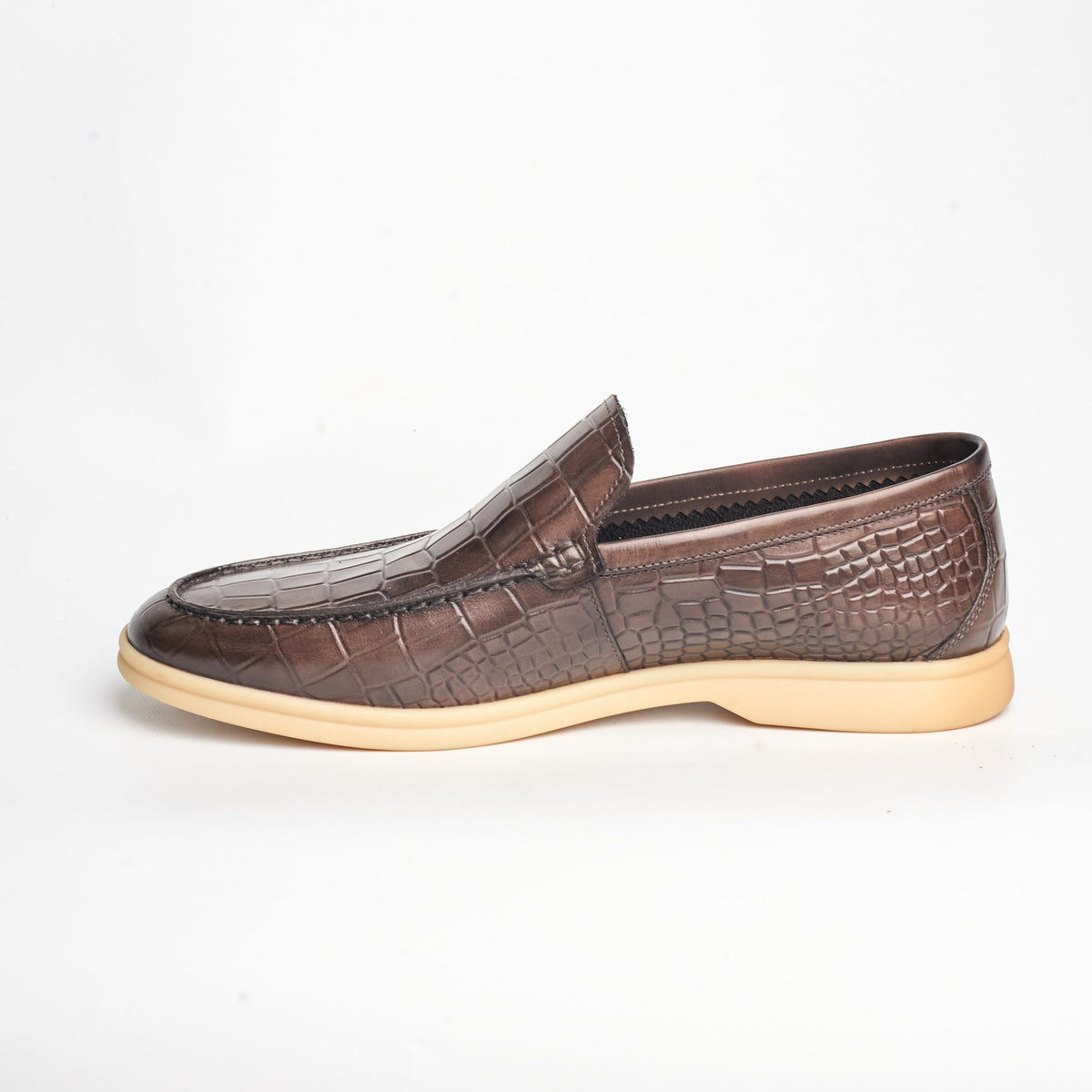 BB-127 Brown - Croc-Embossed Summer Slip-On - Bruno Bunker