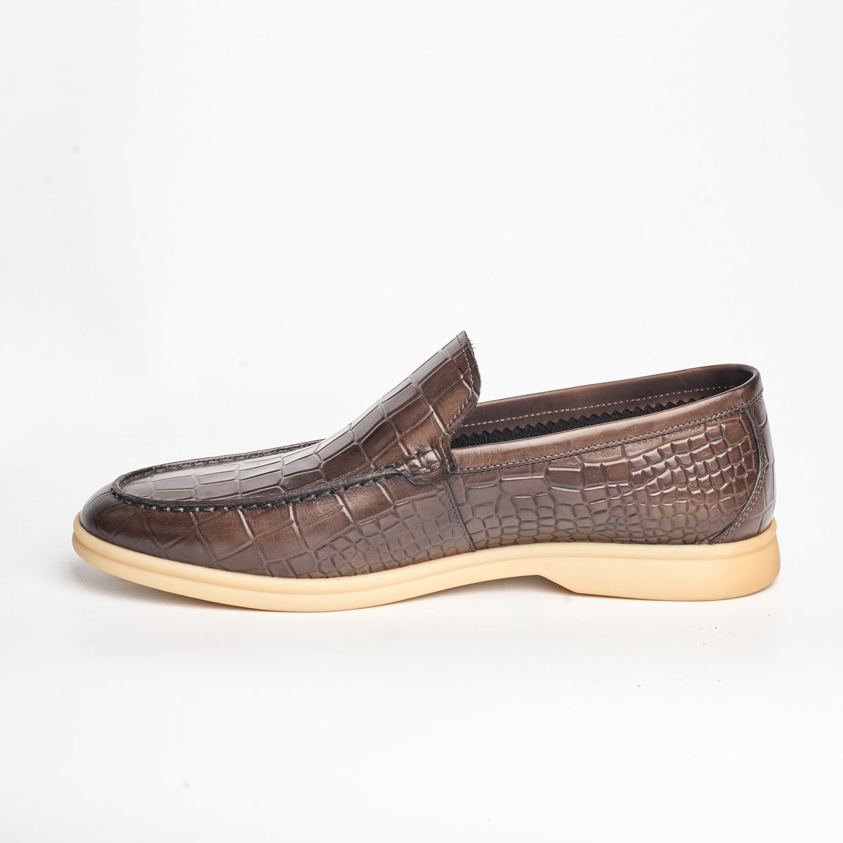 BB-127 Brown - Croc-Embossed Summer Slip-On - Bruno Bunker