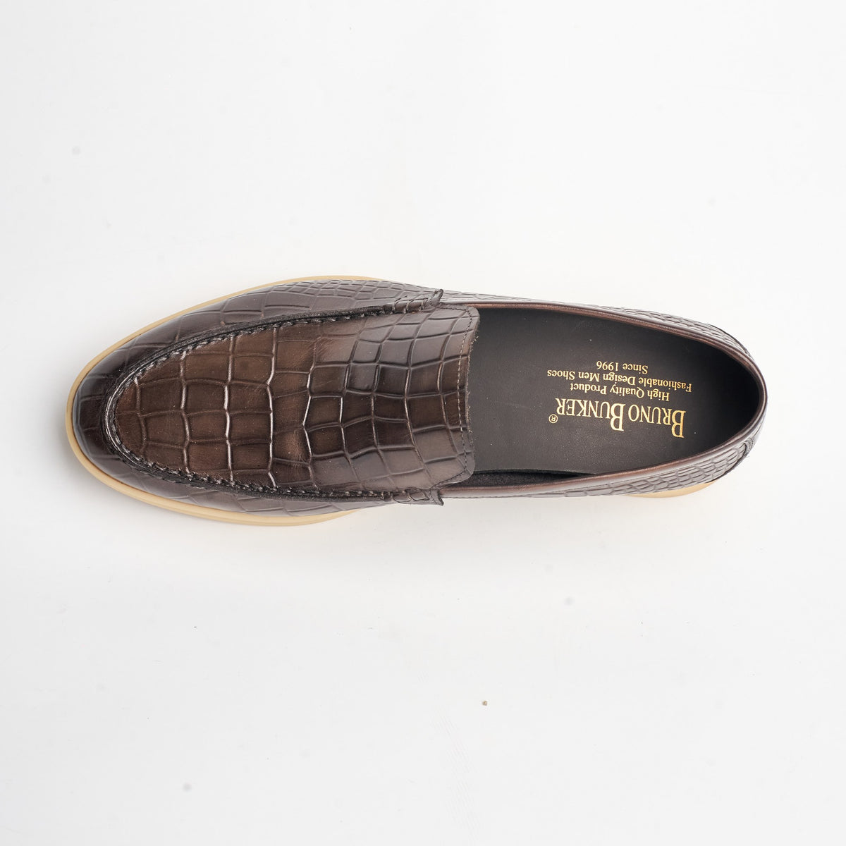 BB-127 Brown - Croc-Embossed Summer Slip-On - Bruno Bunker