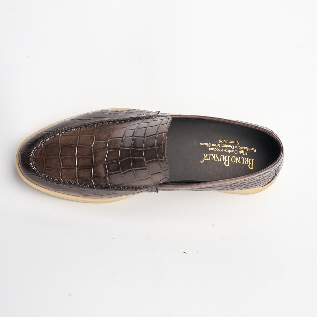 BB-127 Brown - Croc-Embossed Summer Slip-On - Bruno Bunker