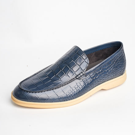 BB-127 Navy - Croc-Embossed Summer Slip-On - Bruno Bunker