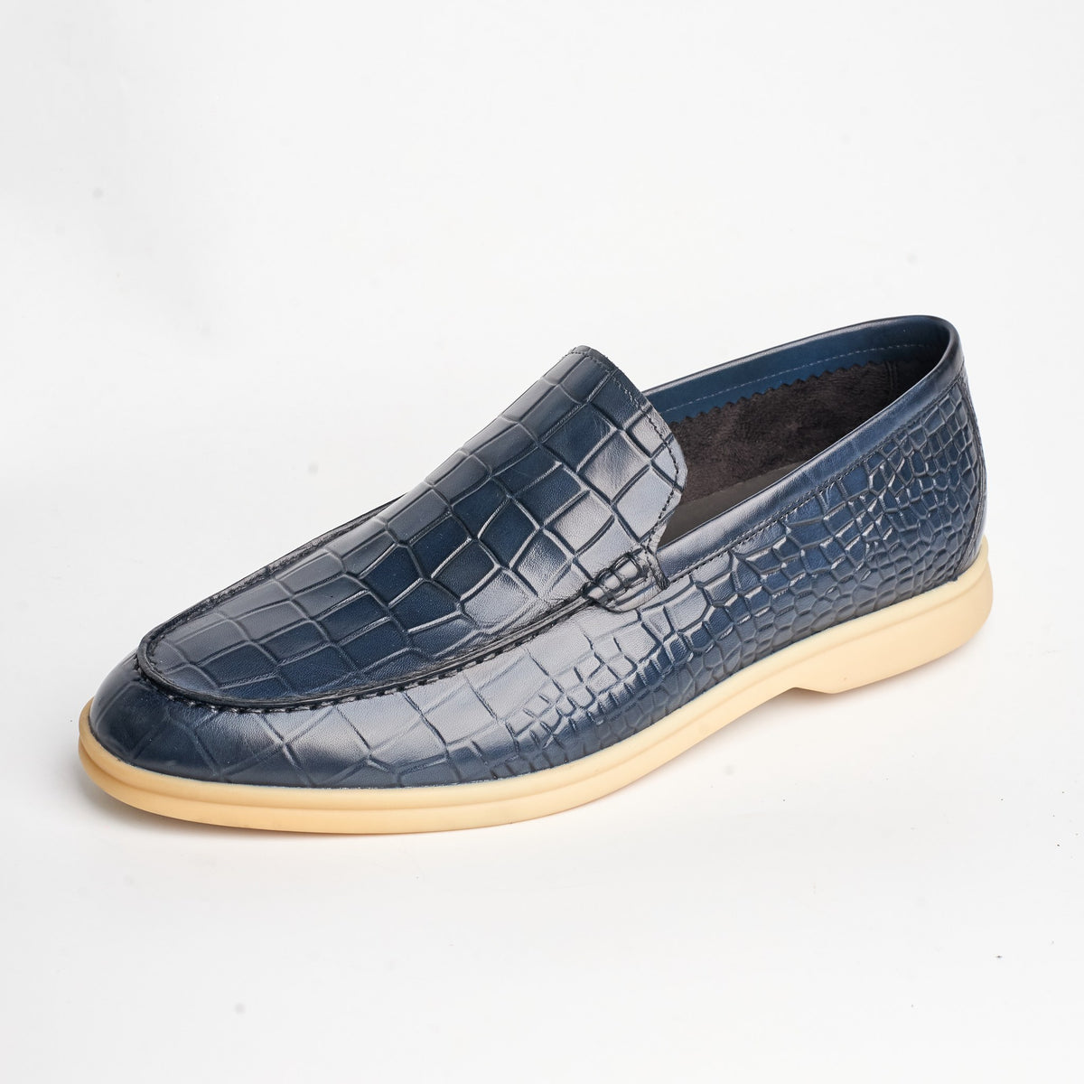 BB-127 Navy - Croc-Embossed Summer Slip-On - Bruno Bunker