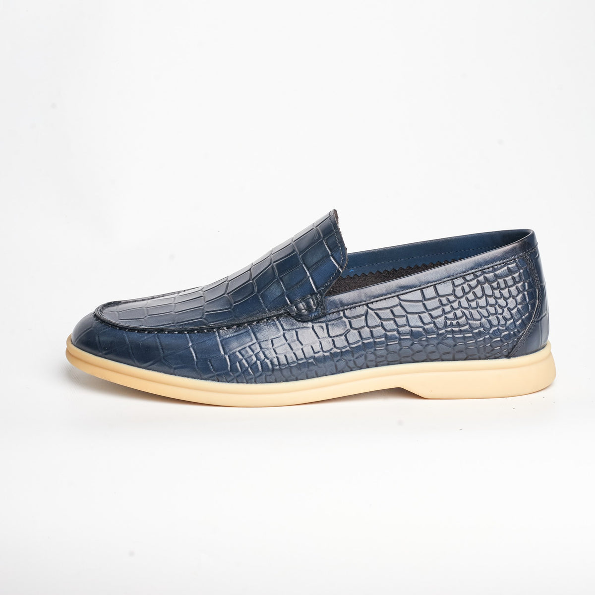 BB-127 Navy - Croc-Embossed Summer Slip-On - Bruno Bunker