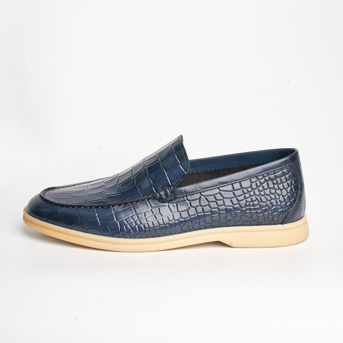 BB-127 Navy - Croc-Embossed Summer Slip-On - Bruno Bunker