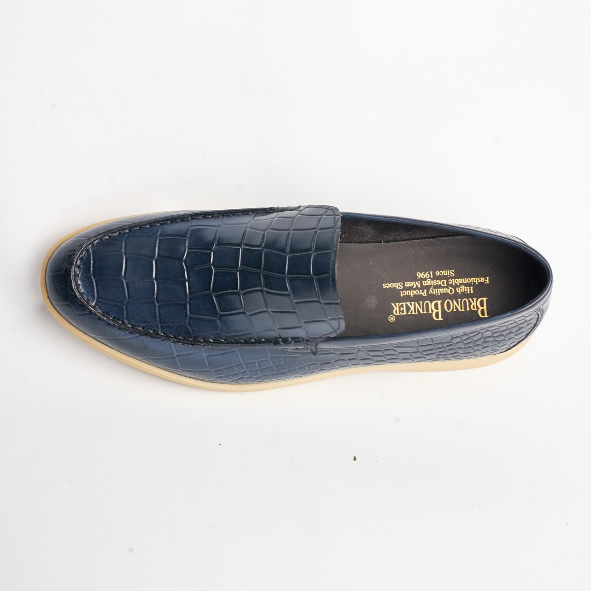 BB-127 Navy - Croc-Embossed Summer Slip-On - Bruno Bunker