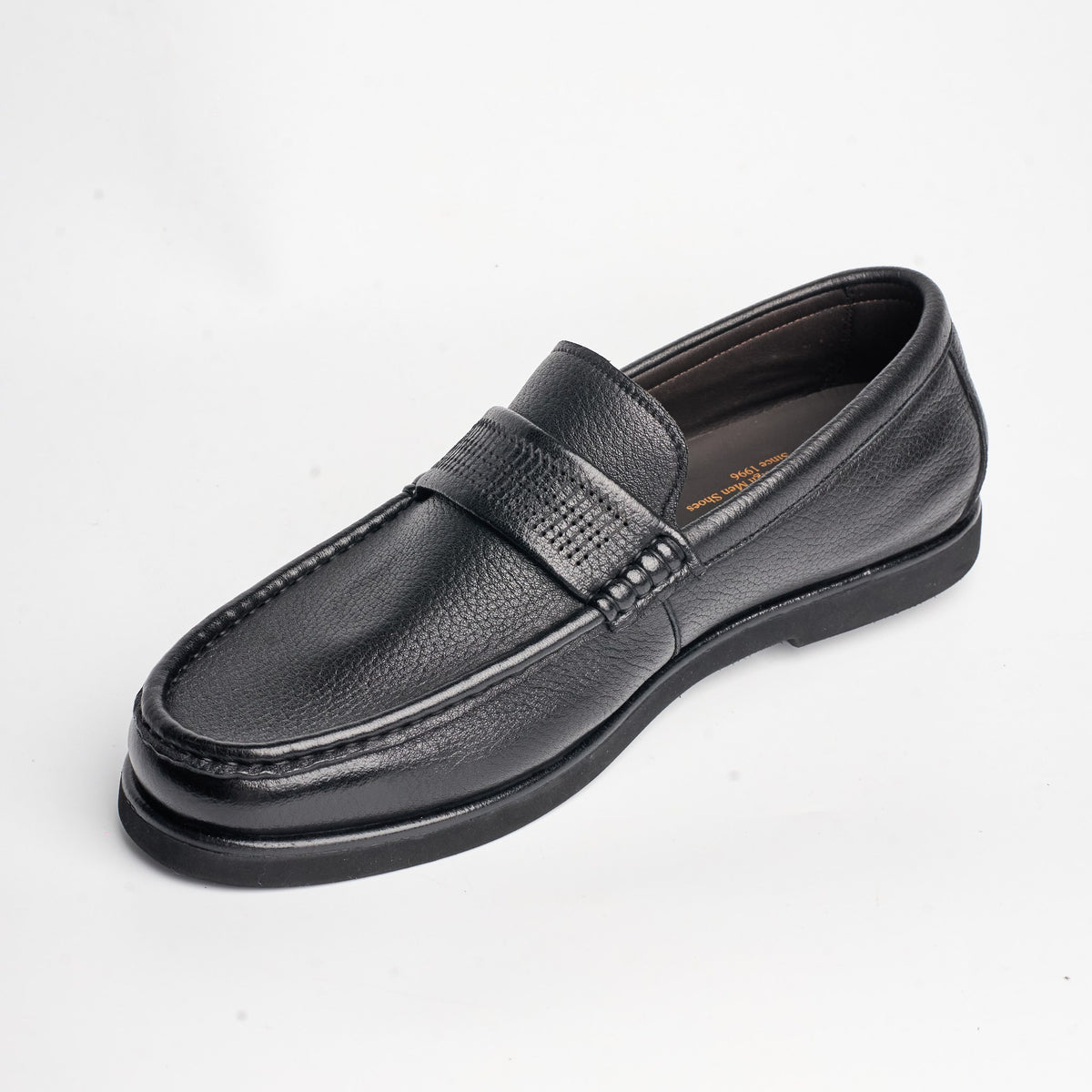 BB-128 Black - Flexible Moc-Toe Penny Loafer - Bruno Bunker