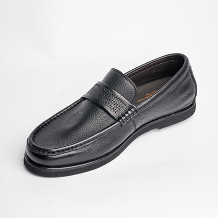 BB-128 Black - Flexible Moc-Toe Penny Loafer - Bruno Bunker