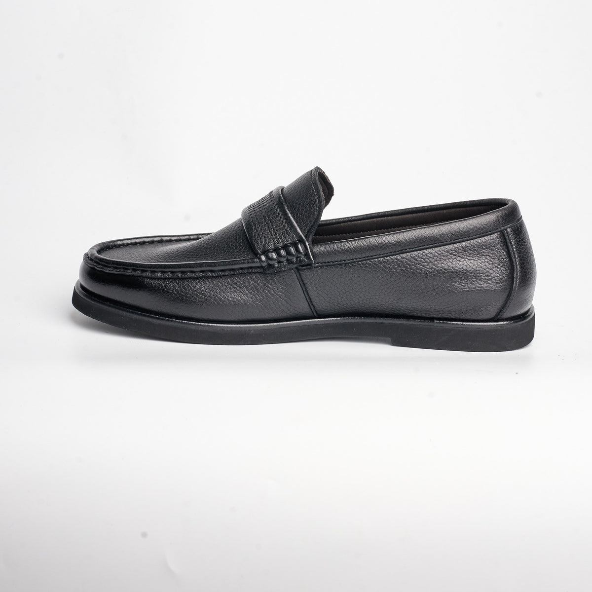 BB-128 Black - Flexible Moc-Toe Penny Loafer - Bruno Bunker
