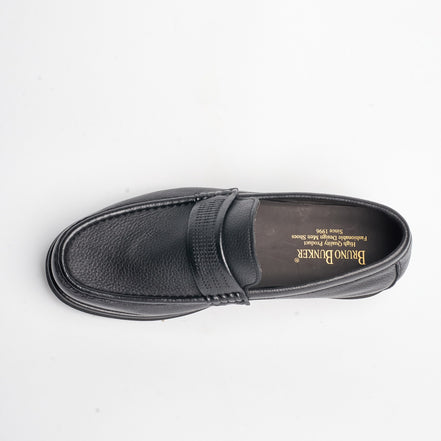BB-128 Black - Flexible Moc-Toe Penny Loafer - Bruno Bunker