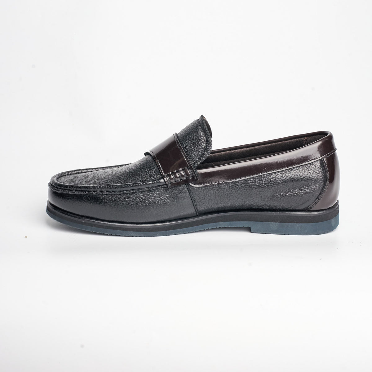 BB-131 Black - Contrast-Strap Penny Loafer - Bruno Bunker
