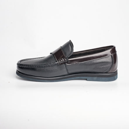 BB-131 Black - Contrast-Strap Penny Loafer - Bruno Bunker
