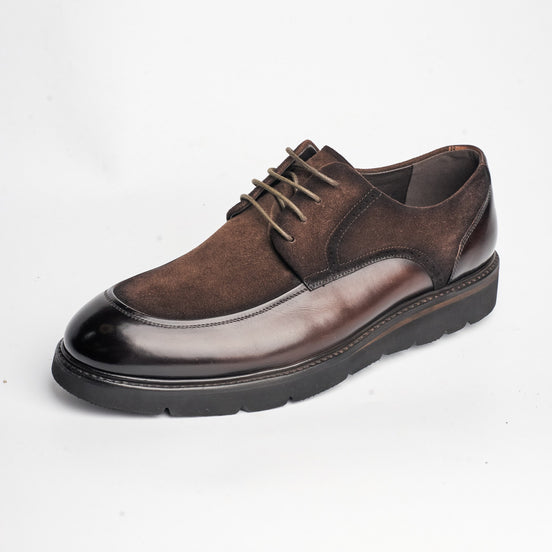 BB-132 Brown - Suede & Leather Lug-Sole Derby - Bruno Bunker