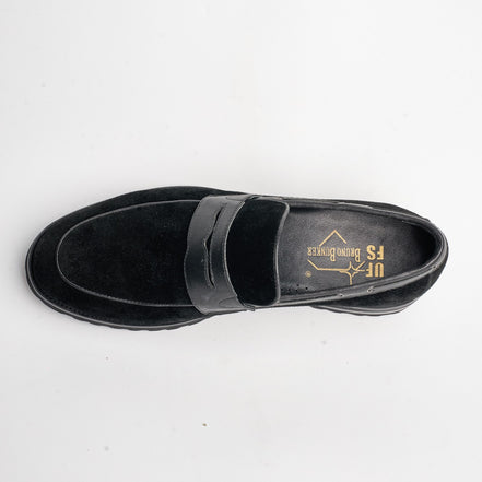 BB-141 Black - Suede Lug-Sole Penny Loafer - Bruno Bunker