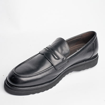 BB-142 Black - Smooth Lug-Sole Penny Loafer - Bruno Bunker