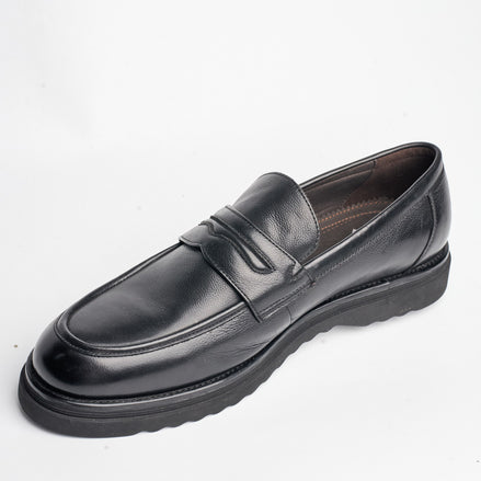 BB-142 Black - Smooth Lug-Sole Penny Loafer - Bruno Bunker