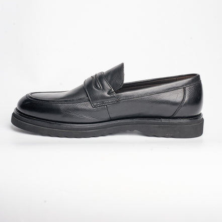 BB-142 Black - Smooth Lug-Sole Penny Loafer - Bruno Bunker