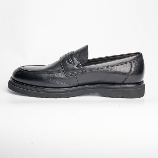BB-142 Black - Smooth Lug-Sole Penny Loafer - Bruno Bunker