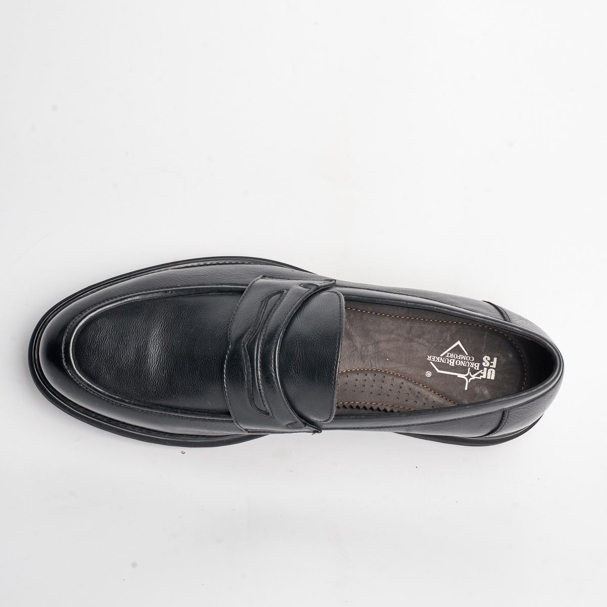 BB-142 Black - Smooth Lug-Sole Penny Loafer - Bruno Bunker