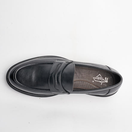 BB-142 Black - Smooth Lug-Sole Penny Loafer - Bruno Bunker