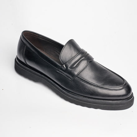BB-142 Black - Smooth Lug-Sole Penny Loafer - Bruno Bunker