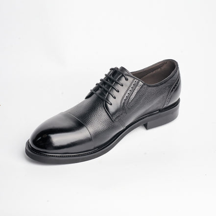 BB-143 Black - Smooth-Sole Cap-Toe Derby - Bruno Bunker