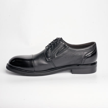 BB-143 Black - Smooth-Sole Cap-Toe Derby - Bruno Bunker