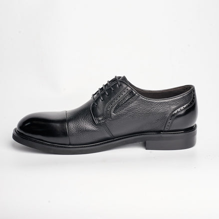 BB-143 Black - Smooth-Sole Cap-Toe Derby - Bruno Bunker