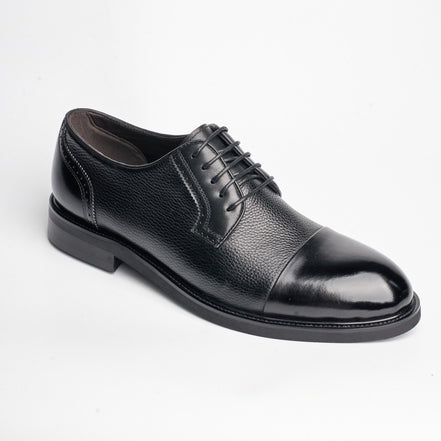 BB-143 Black - Smooth-Sole Cap-Toe Derby - Bruno Bunker