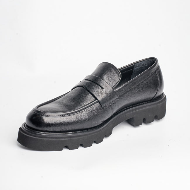 BB-145 Black - Chunky Lug-Sole Penny Loafer - Bruno Bunker