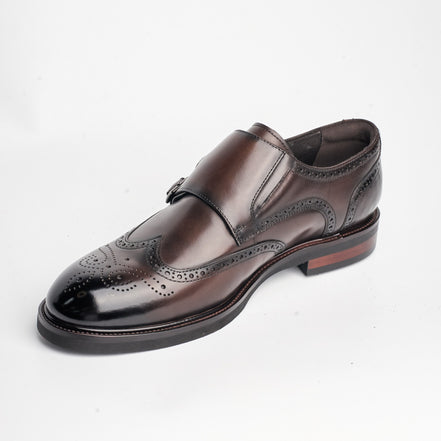 BB-146 Brown - Wingtip Monk Strap - Bruno Bunker