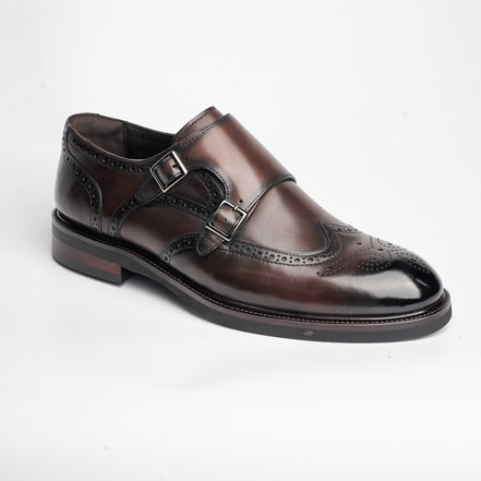 BB-146 Brown - Wingtip Monk Strap - Bruno Bunker