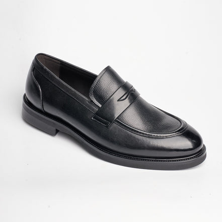 BB-153 Black - Heeled Dress Penny Loafer - Bruno Bunker
