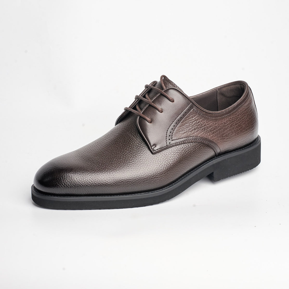 BB-154 Brown - Pebbled-Leather Plain Derby - Bruno Bunker