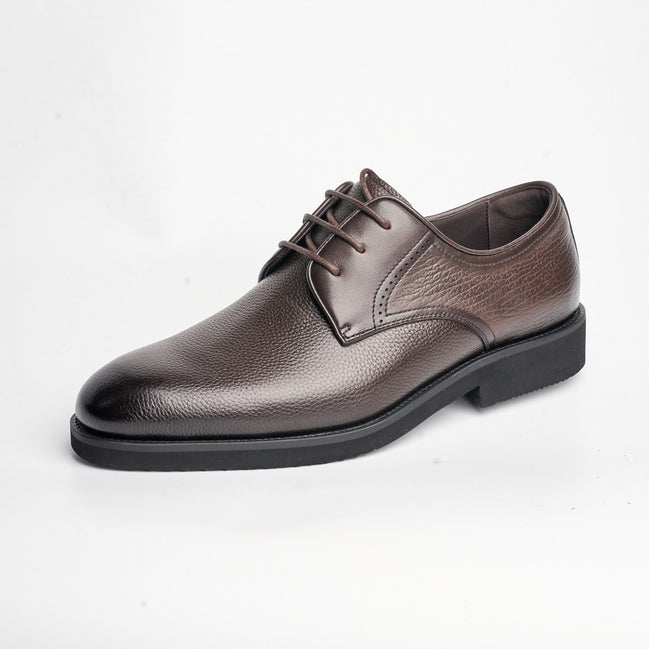 BB-154 Brown - Pebbled-Leather Plain Derby - Bruno Bunker